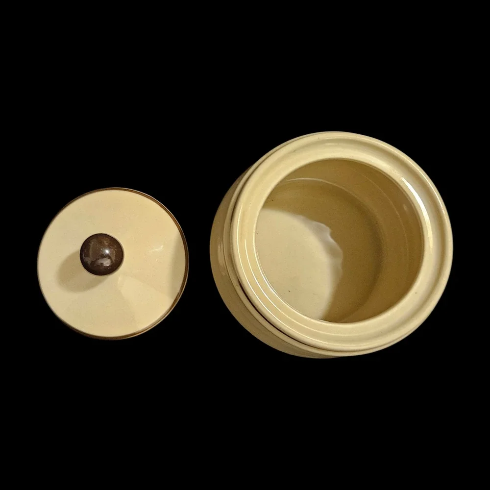 Strawberries Stoneware Creamer Sugar Bowl Set Japan Brown Band Vintage